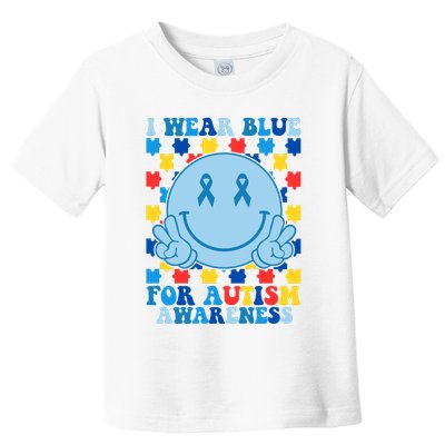 I Wear Blue For Autism Awareness Month Smile Peace Toddler T-Shirt