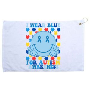 I Wear Blue For Autism Awareness Month Smile Peace Grommeted Golf Towel