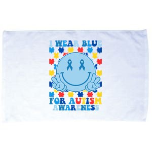 I Wear Blue For Autism Awareness Month Smile Peace Microfiber Hand Towel