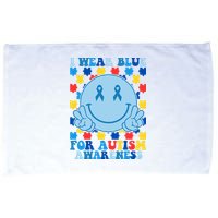 I Wear Blue For Autism Awareness Month Smile Peace Microfiber Hand Towel