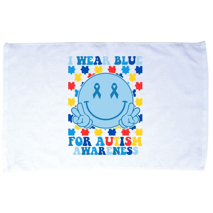 I Wear Blue For Autism Awareness Month Smile Peace Microfiber Hand Towel