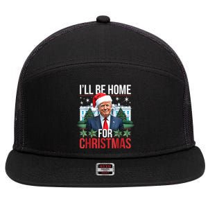 I Will Be Home For Christmas Funny Trump 7 Panel Mesh Trucker Snapback Hat