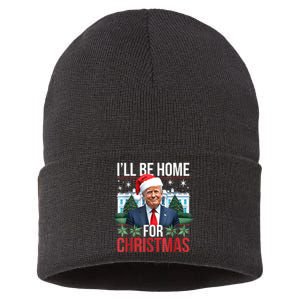 I Will Be Home For Christmas Funny Trump Sustainable Knit Beanie