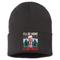 I Will Be Home For Christmas Funny Trump Sustainable Knit Beanie