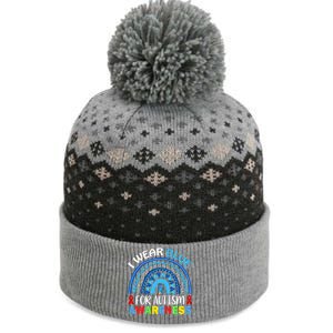 I Wear Blue For My Son Autism Awareness Cute Gift The Baniff Cuffed Pom Beanie