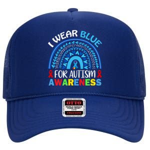 I Wear Blue For My Son Autism Awareness Cute Gift High Crown Mesh Back Trucker Hat