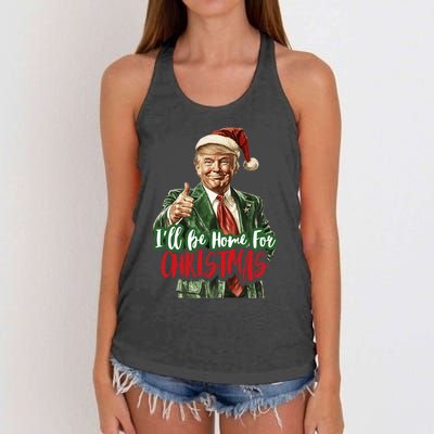 I Will Be Home For Christmas Funny Trump Women's Knotted Racerback Tank