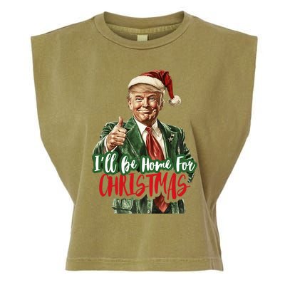 I Will Be Home For Christmas Funny Trump Garment-Dyed Women's Muscle Tee