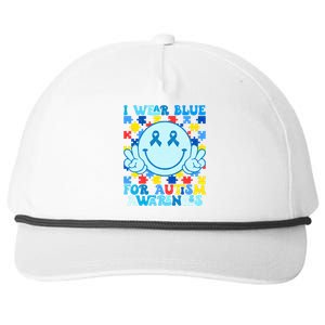 I Wear Blue For Autism Awareness Month Snapback Five-Panel Rope Hat