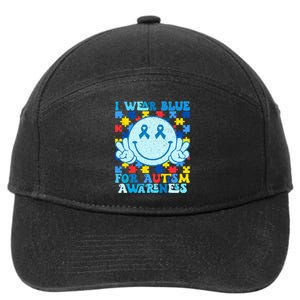 I Wear Blue For Autism Awareness Month 7-Panel Snapback Hat