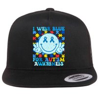 I Wear Blue For Autism Awareness Month Flat Bill Trucker Hat