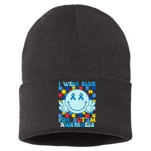 I Wear Blue For Autism Awareness Month Sustainable Knit Beanie