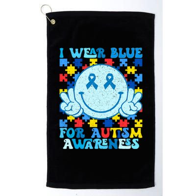 I Wear Blue For Autism Awareness Month Platinum Collection Golf Towel