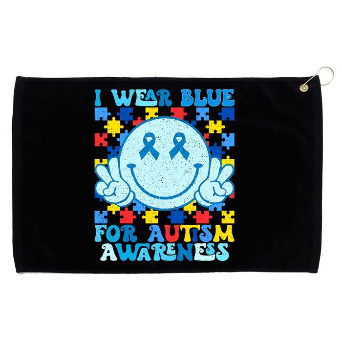 I Wear Blue For Autism Awareness Month Grommeted Golf Towel