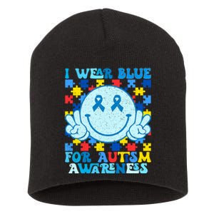 I Wear Blue For Autism Awareness Month Short Acrylic Beanie