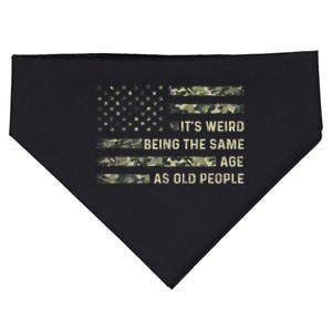 It's Weird Being The Same Age As Old People American Flag USA-Made Doggie Bandana