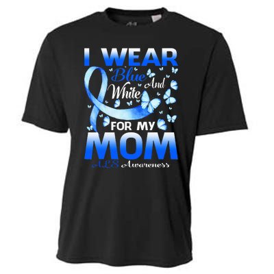 I Wear Blue And White For My Mom ALS Awareness Cooling Performance Crew T-Shirt