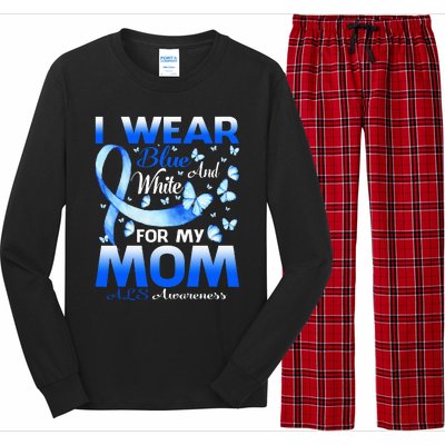 I Wear Blue And White For My Mom ALS Awareness Long Sleeve Pajama Set