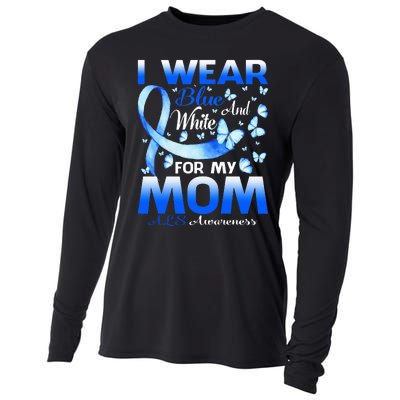 I Wear Blue And White For My Mom ALS Awareness Cooling Performance Long Sleeve Crew