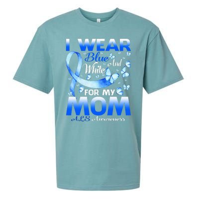 I Wear Blue And White For My Mom ALS Awareness Sueded Cloud Jersey T-Shirt