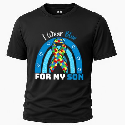 I Wear Blue For My Son Autism Awareness Rainbow Gift Performance Shirt