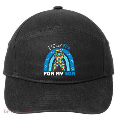 I Wear Blue For My Son Autism Awareness Rainbow Gift 7-Panel Snapback Hat