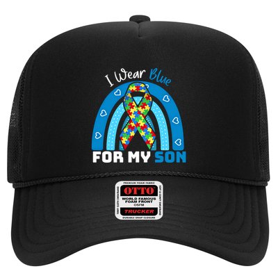 I Wear Blue For My Son Autism Awareness Rainbow Gift Trucker Hat