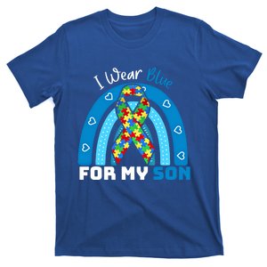 I Wear Blue For My Son Autism Awareness Rainbow Gift T-Shirt