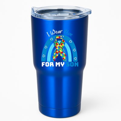 I Wear Blue For My Son Autism Awareness Rainbow Gift Tumbler