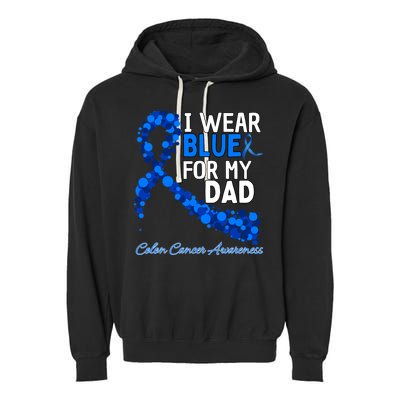 I Wear Blue For My Dad Colon Cancer Awareness Cool Gift Garment-Dyed Fleece Hoodie