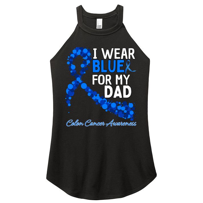 I Wear Blue For My Dad Colon Cancer Awareness Cool Gift Women's Perfect Tri Rocker Tank