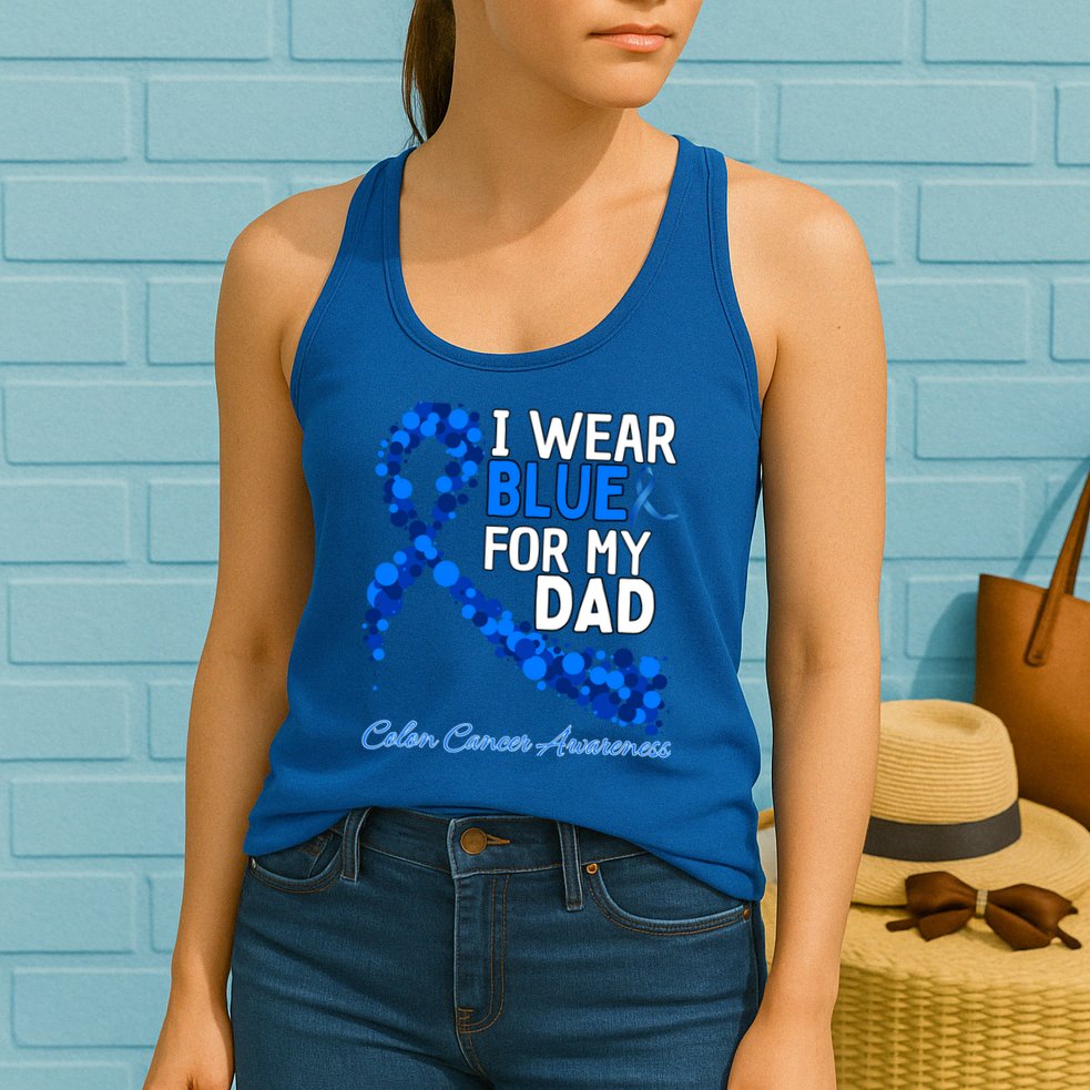 I Wear Blue For My Dad Colon Cancer Awareness Cool Gift Womens Tank Top
