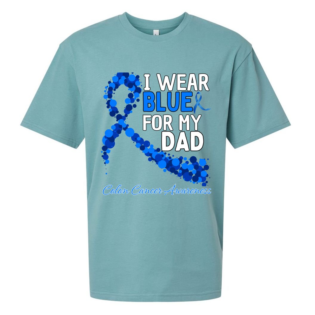 I Wear Blue For My Dad Colon Cancer Awareness Cool Gift Sueded Cloud Jersey T-Shirt