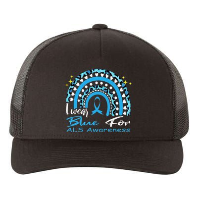 I wear blue for ALS awareness Rainbow, ALS Awareness Ribbon Yupoong Adult 5-Panel Trucker Hat