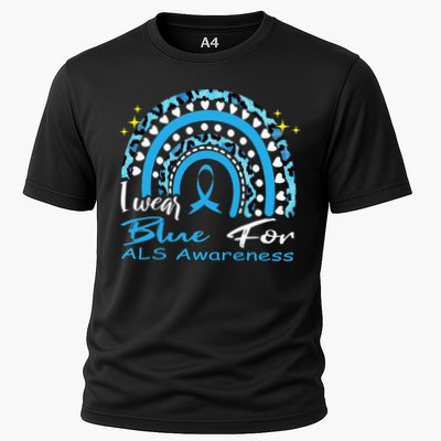 I wear blue for ALS awareness Rainbow, ALS Awareness Ribbon Performance Shirt