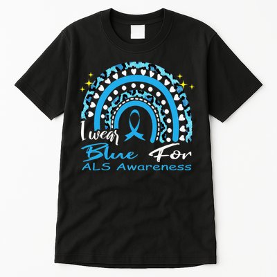 I wear blue for ALS awareness Rainbow, ALS Awareness Ribbon Tall T-Shirt
