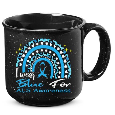 I wear blue for ALS awareness Rainbow, ALS Awareness Ribbon 15oz Campfire Ceramic Mug
