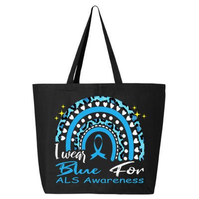 I wear blue for ALS awareness Rainbow, ALS Awareness Ribbon 25L Jumbo Tote