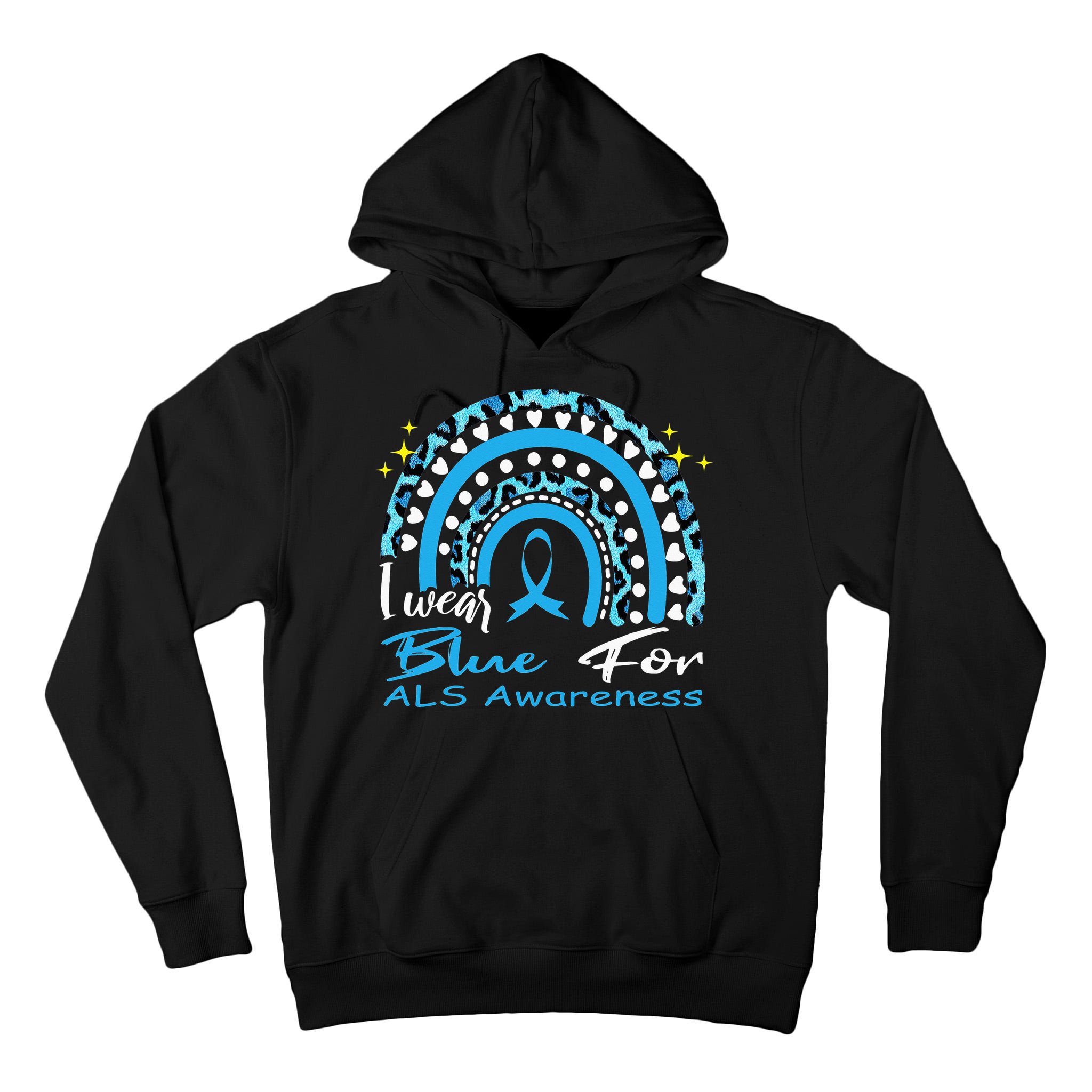 I wear blue for ALS awareness Rainbow, ALS Awareness Ribbon Tall Hoodie