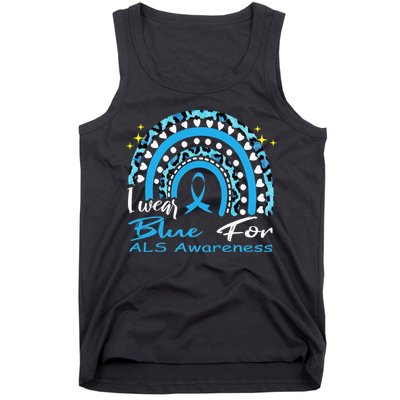I wear blue for ALS awareness Rainbow, ALS Awareness Ribbon Tank Top