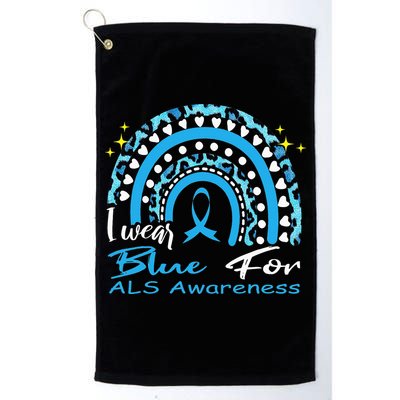 I wear blue for ALS awareness Rainbow, ALS Awareness Ribbon Golf Towel