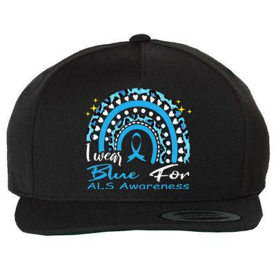 I wear blue for ALS awareness Rainbow, ALS Awareness Ribbon Wool Snapback Cap