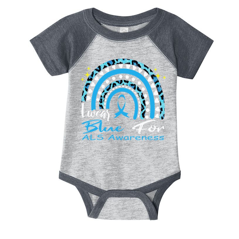 I wear blue for ALS awareness Rainbow, ALS Awareness Ribbon Infant Baby Jersey Bodysuit