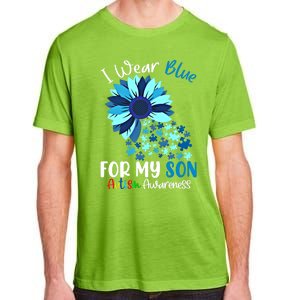 I Wear Blue For My Son Autism Awareness Sunflower Gift Adult ChromaSoft Performance T-Shirt