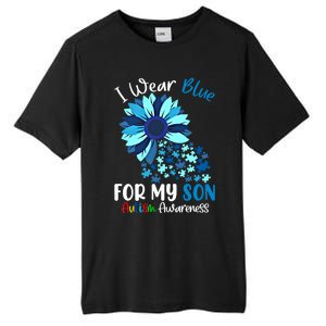 I Wear Blue For My Son Autism Awareness Sunflower Gift Tall Fusion ChromaSoft Performance T-Shirt