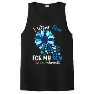 I Wear Blue For My Son Autism Awareness Sunflower Gift PosiCharge Competitor Tank