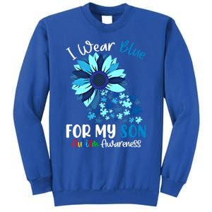 I Wear Blue For My Son Autism Awareness Sunflower Gift Sweatshirt