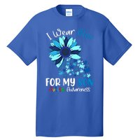 I Wear Blue For My Son Autism Awareness Sunflower Gift Tall T-Shirt