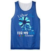 I Wear Blue For My Son Autism Awareness Sunflower Gift Mesh Reversible Basketball Jersey Tank