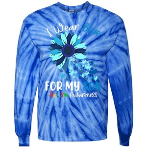 I Wear Blue For My Son Autism Awareness Sunflower Gift Tie-Dye Long Sleeve Shirt